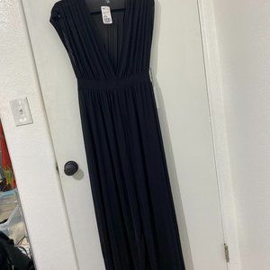 Black Maxi Deep V Plunge Swim Cover Up